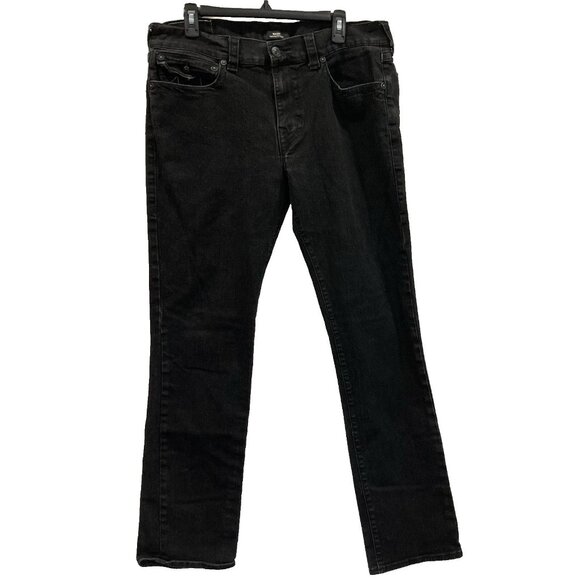 True Religion Ricky Jeans Mens 34 Black Denim Relaxed Straight Buddha Patch Logo - Picture 1 of 7